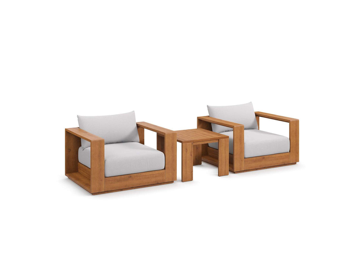 EEI-6798-NAT-LGR Tahoe 3-Piece Outdoor Patio Acacia Wood Furniture Set By Modway