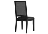 EEI-6802-BLK-BLK-BLK Arlo Vegan Leather Upholstered Faux Rattan And Wood Dining Side Chairs Set Of 2 By Modway