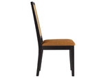 EEI-6802-BLK-NAT-TAN Arlo Vegan Leather Upholstered Faux Rattan And Wood Dining Side Chairs Set Of 2 By Modway