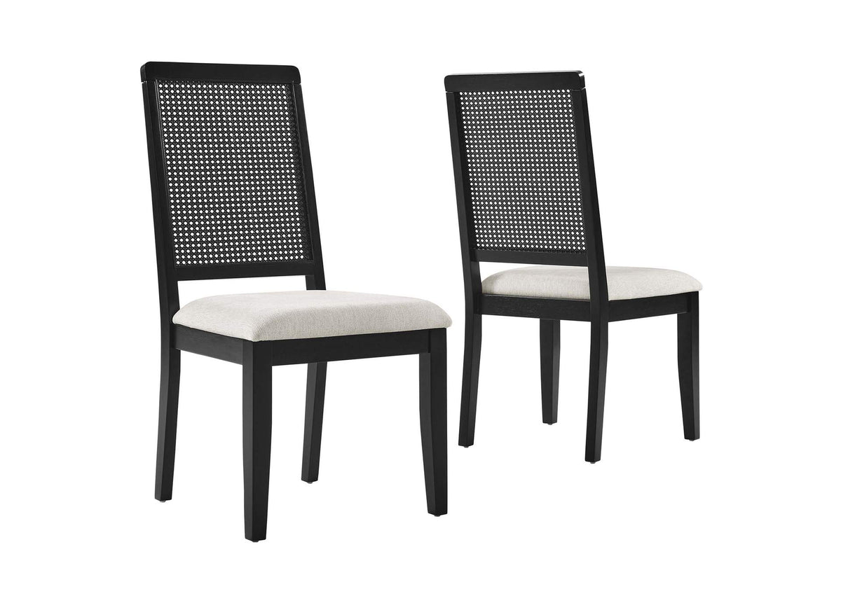 EEI-6803-BLK-BLK-HEI Arlo Faux Rattan And Wood Dining Side Chairs Set Of 2 By Modway