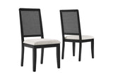 EEI-6803-BLK-BLK-HEI Arlo Faux Rattan And Wood Dining Side Chairs Set Of 2 By Modway