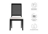 EEI-6803-BLK-BLK-HEI Arlo Faux Rattan And Wood Dining Side Chairs Set Of 2 By Modway