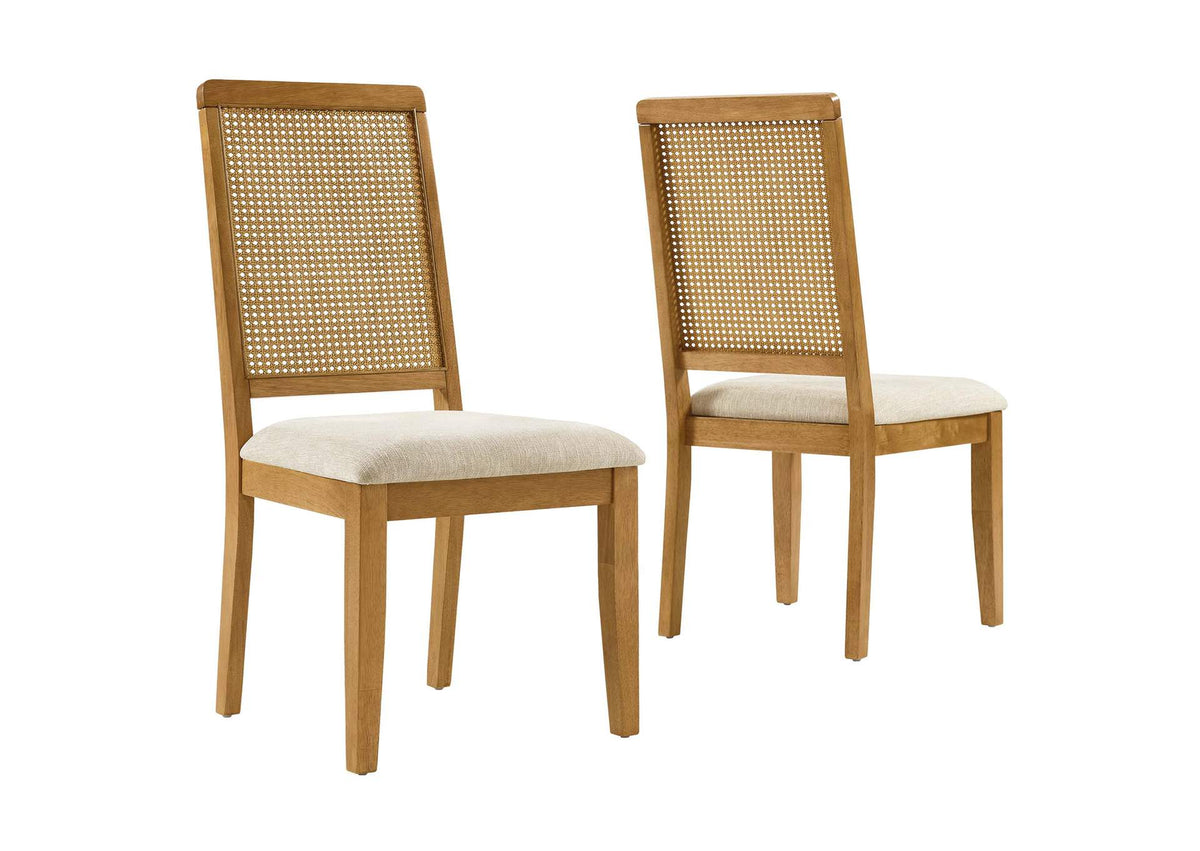EEI-6803-NAT-NAT-HLB Arlo Faux Rattan And Wood Dining Side Chairs Set Of 2 By Modway