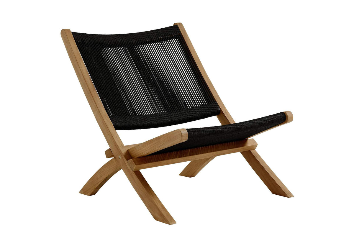 EEI-6808-NAT-BLK Vienna Outdoor Patio Teak And Rope Folding Accent Lounge Chair By Modway
