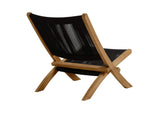 EEI-6808-NAT-BLK Vienna Outdoor Patio Teak And Rope Folding Accent Lounge Chair By Modway