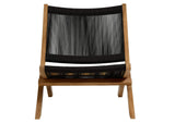 EEI-6808-NAT-BLK Vienna Outdoor Patio Teak And Rope Folding Accent Lounge Chair By Modway