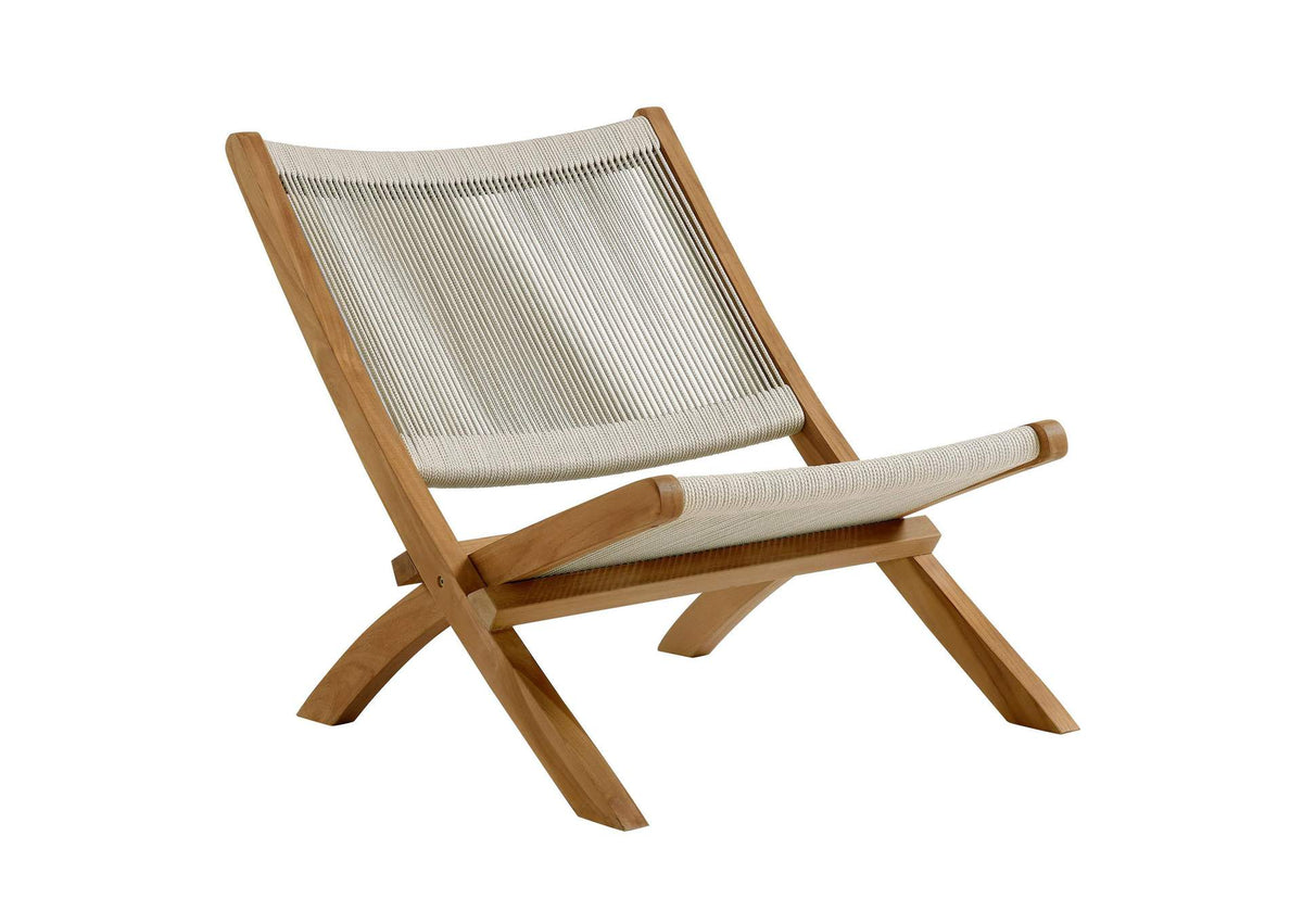 EEI-6808-NAT-NAT Vienna Outdoor Patio Teak And Rope Folding Accent Lounge Chair By Modway