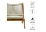 EEI-6808-NAT-NAT Vienna Outdoor Patio Teak And Rope Folding Accent Lounge Chair By Modway
