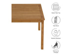 EEI-6814-NAT Vienna 34" Square Outdoor Patio Teak Wood Dining Table By Modway