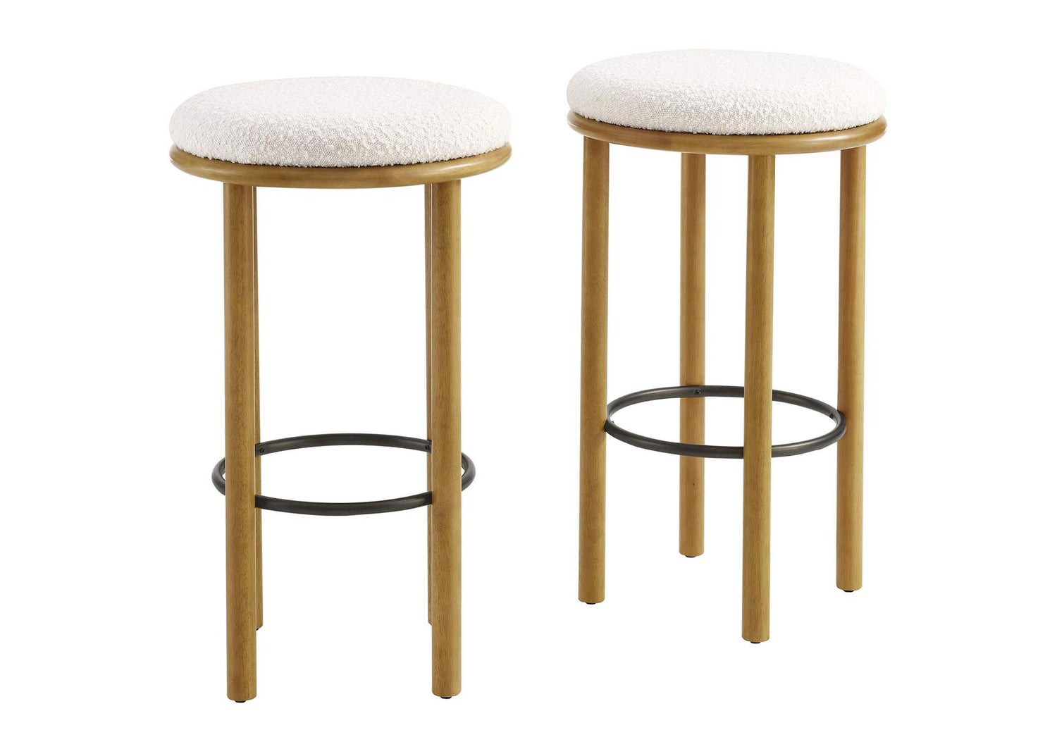 EEI-6819-OAK-IVO Fable Boucle Fabric Bar Stools Set Of 2 By Modway