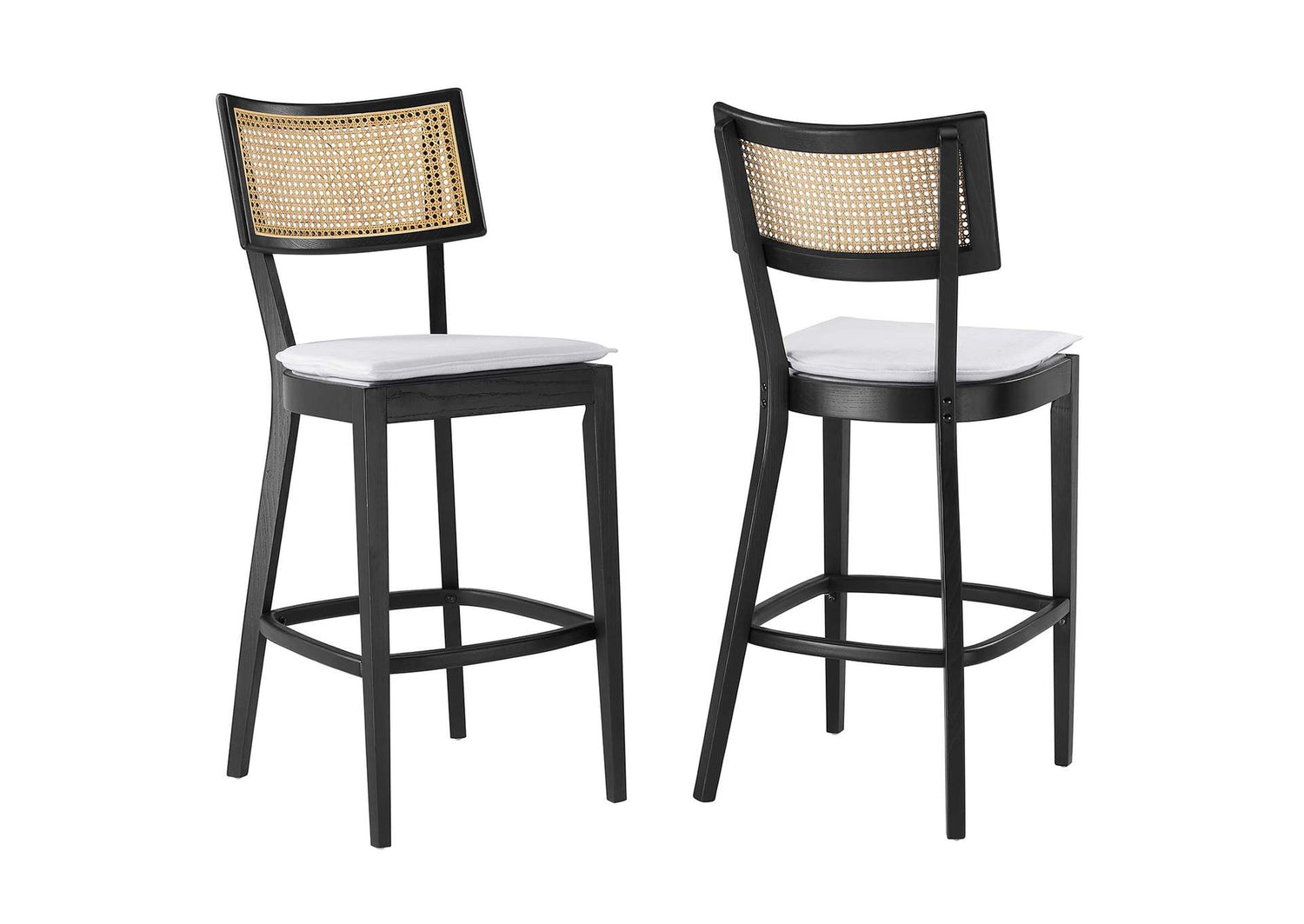 EEI-6820-BLK-WHI Caledonia Wood Bar Stools Set Of 2 By Modway