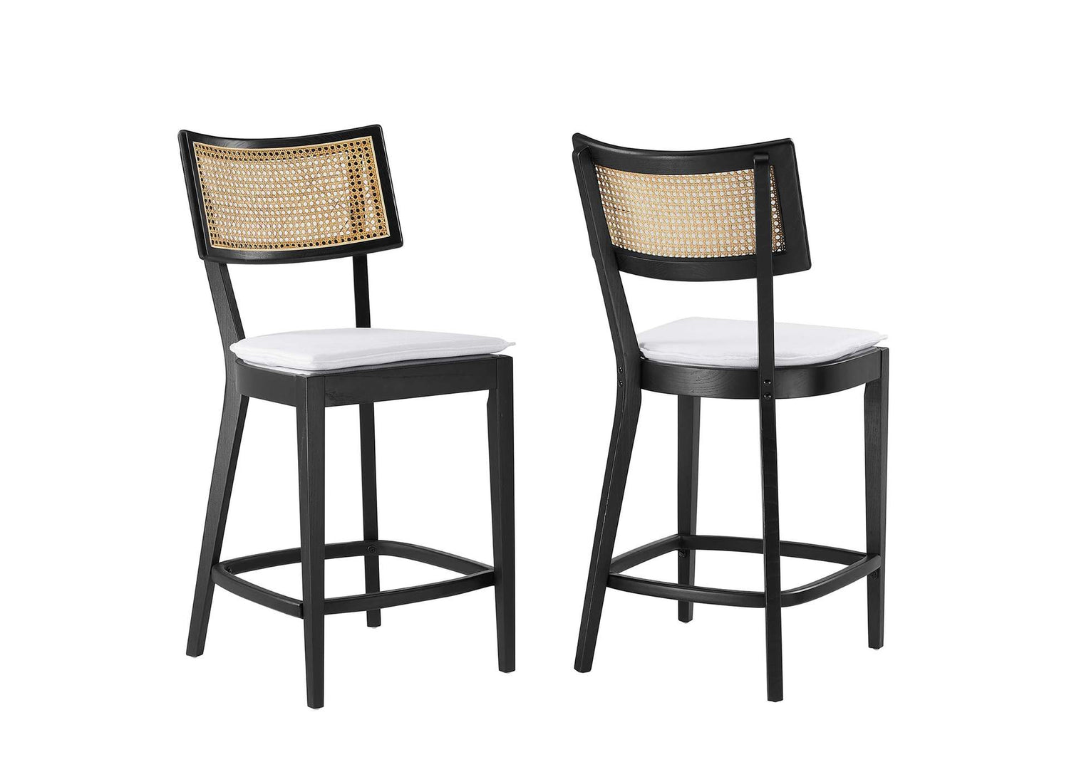 EEI-6821-BLK-WHI Caledonia Wood Counter Stools Set Of 2 By Modway
