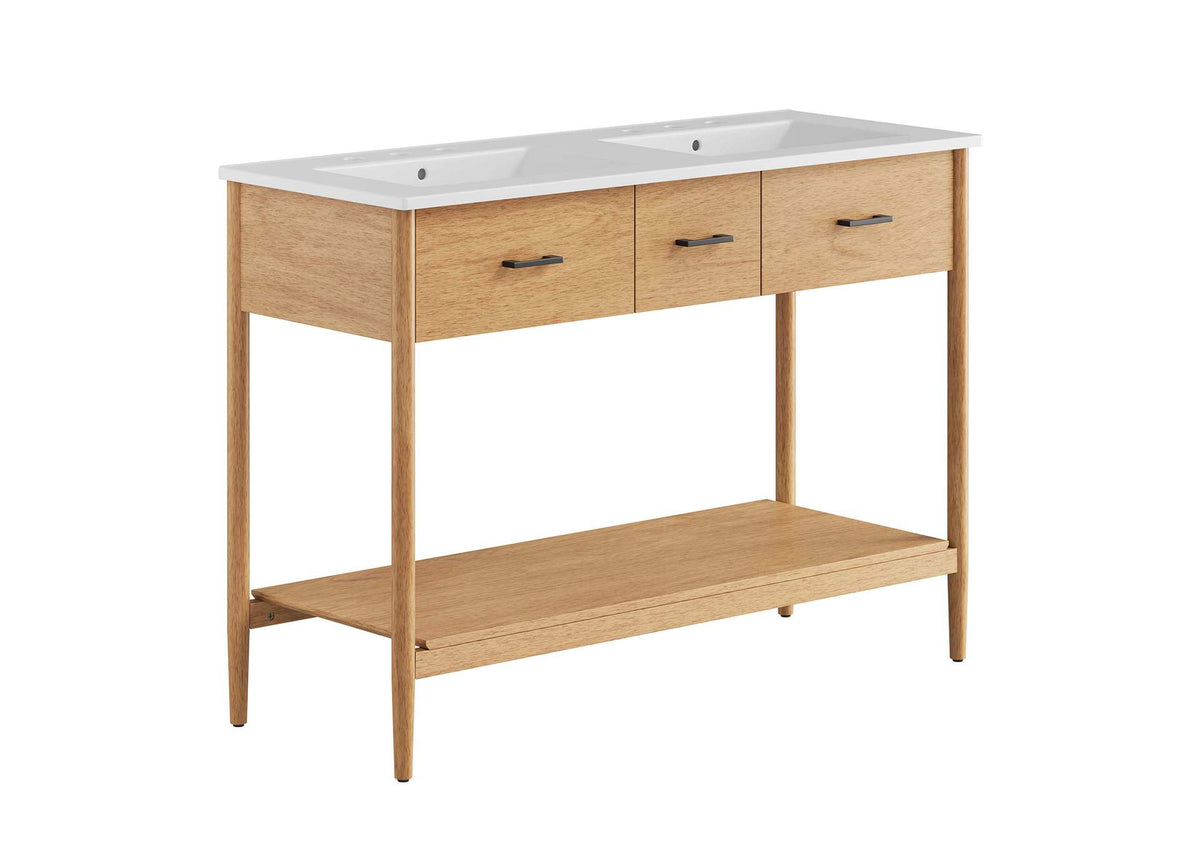 EEI-6826-NAT-WHI Zaire 48" Double Sink Bathroom Vanity By Modway
