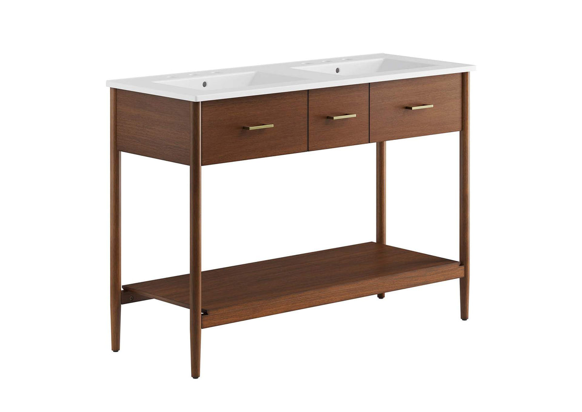 EEI-6826-WAL-WHI Zaire 48" Double Sink Bathroom Vanity By Modway