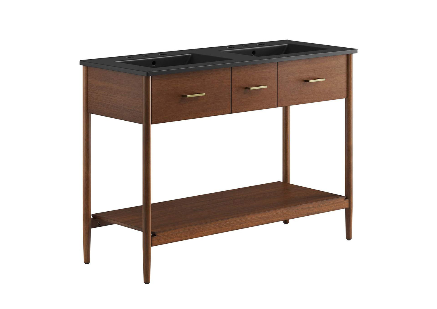 EEI-6827-WAL-BLK Zaire 48" Double Sink Bathroom Vanity By Modway
