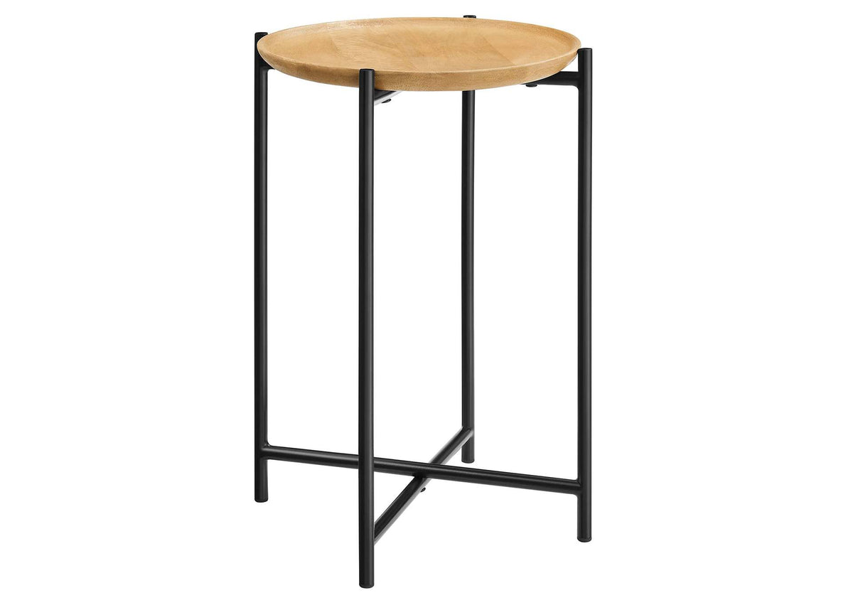 EEI-6832-OAK Xilo Round Wood And Metal Side Table By Modway