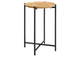 EEI-6832-OAK Xilo Round Wood And Metal Side Table By Modway