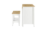 EEI-6895-OAK-WHI Farmstead 3-Piece Kitchen Island And Stool Set By Modway
