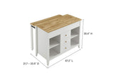 EEI-6895-OAK-WHI Farmstead 3-Piece Kitchen Island And Stool Set By Modway