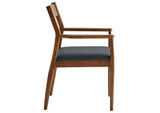 EEI-6915-WAL-BLK Solara Vegan Leather Wood Dining Armchairs Set Of 2 By Modway
