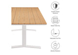 EEI-6948-NAT-WHI Gavelston 91" Outdoor Patio Aluminum Dining Table By Modway