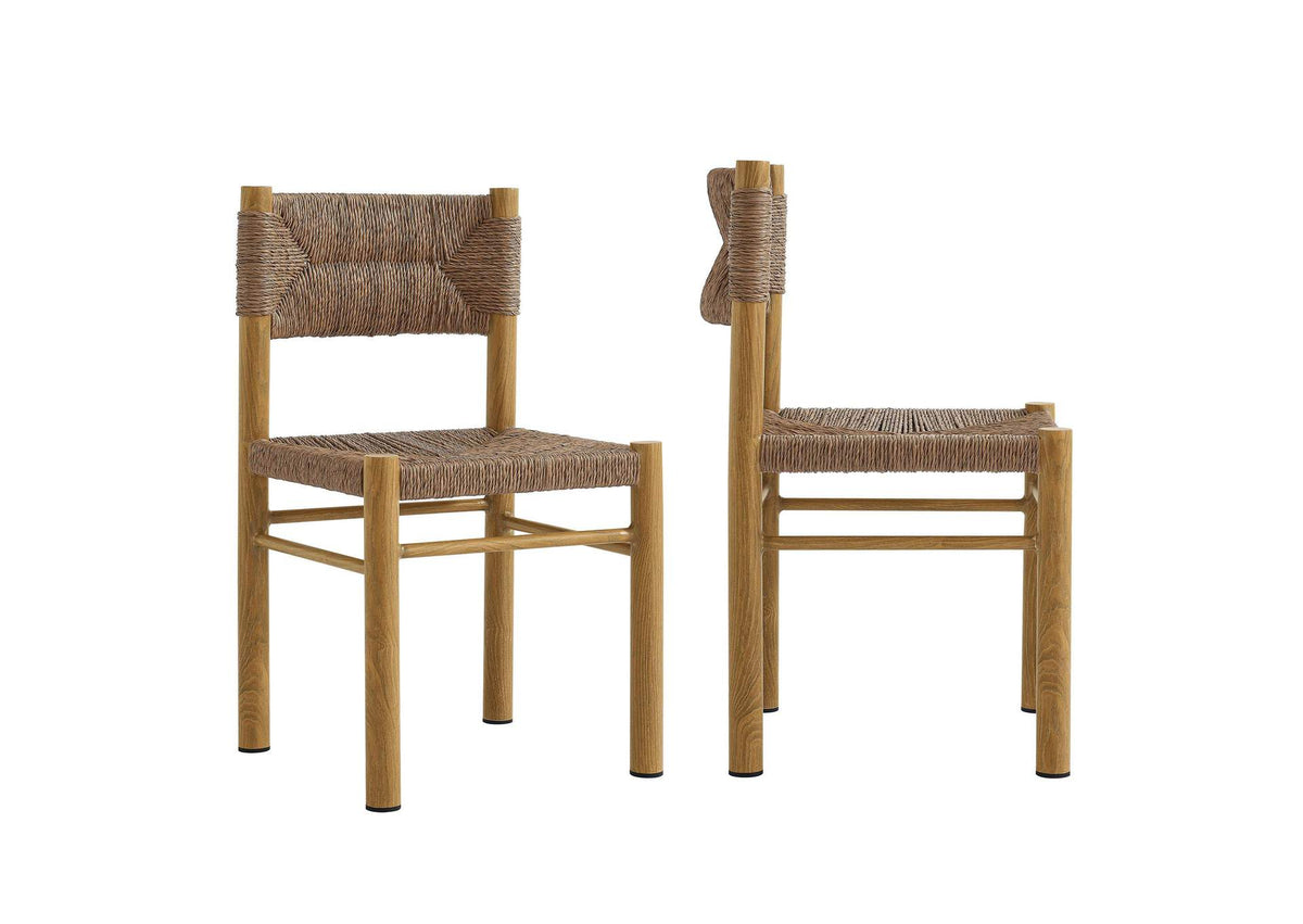 EEI-6982-NAT Parkland Outdoor Patio Rattan And Aluminum Dining Side Chairs Set Of 2 By Modway