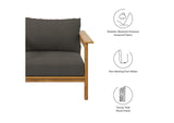 EEI-7007-NAT-FLI Wren Outdoor Patio Teak Wood Armchair By Modway