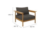 EEI-7007-NAT-FLI Wren Outdoor Patio Teak Wood Armchair By Modway