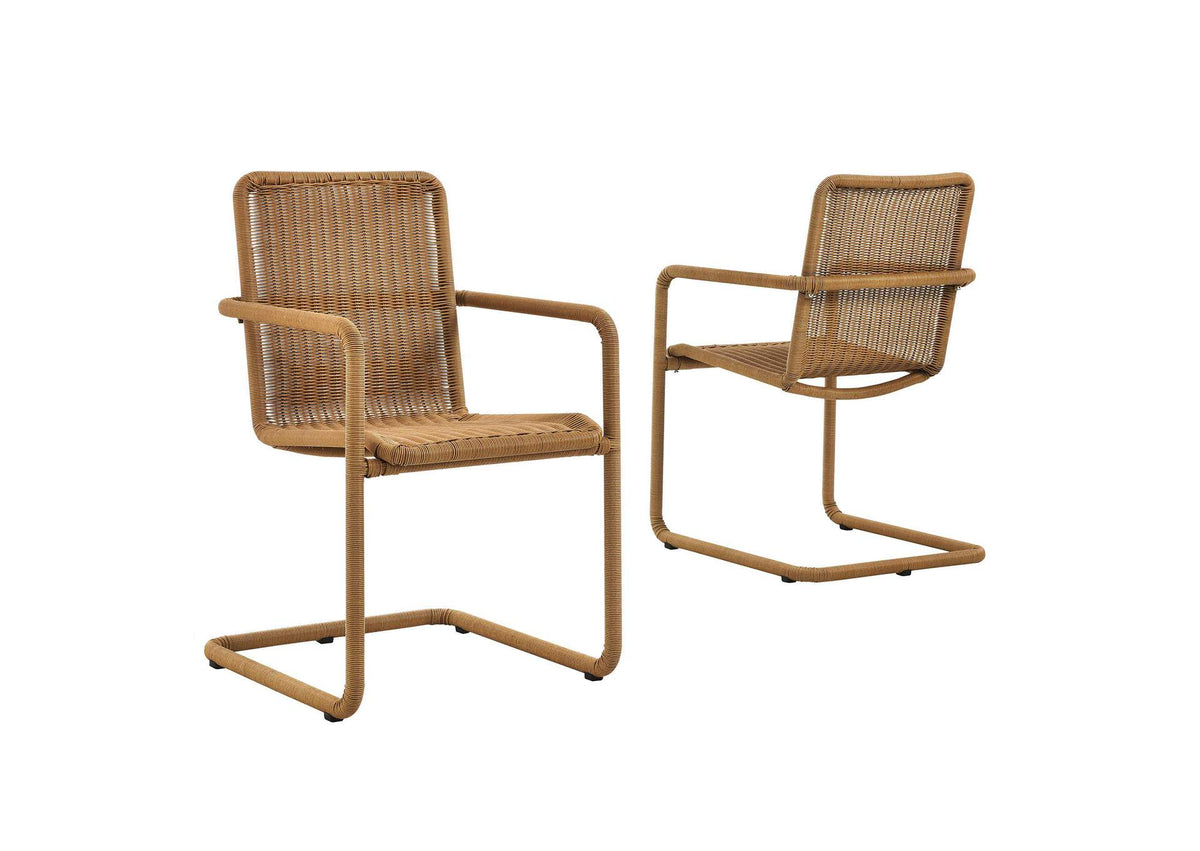 EEI-7014-NAT Abacus Outdoor Patio Wicker Dining Chairs Set Of 2 By Modway