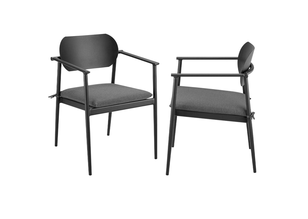 EEI-7148-CHA-CHA Aeris Stackable Outdoor Patio Aluminum Dining Armchair Set Of 2 By Modway