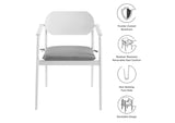 EEI-7148-WHI-LGR Aeris Stackable Outdoor Patio Aluminum Dining Armchair Set Of 2 By Modway