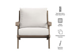 EEI-7248-WGR-WHI Saratoga Outdoor Patio Teak Wood Armchair By Modway