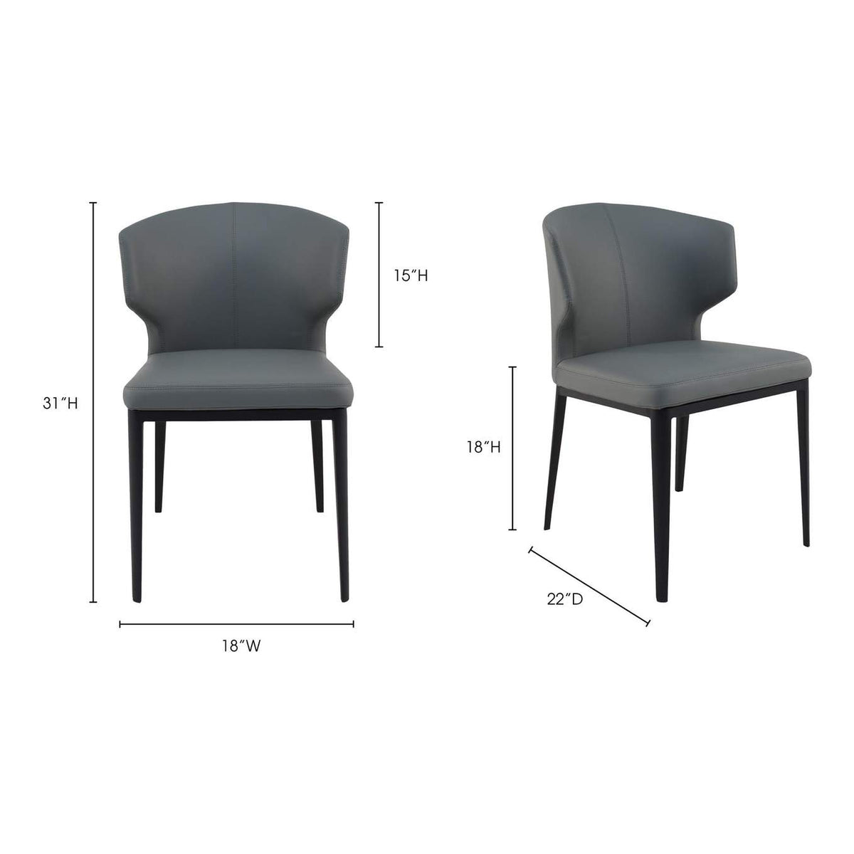 EJ-1018-15 Delaney Dining Chair Grey - Set Of Two