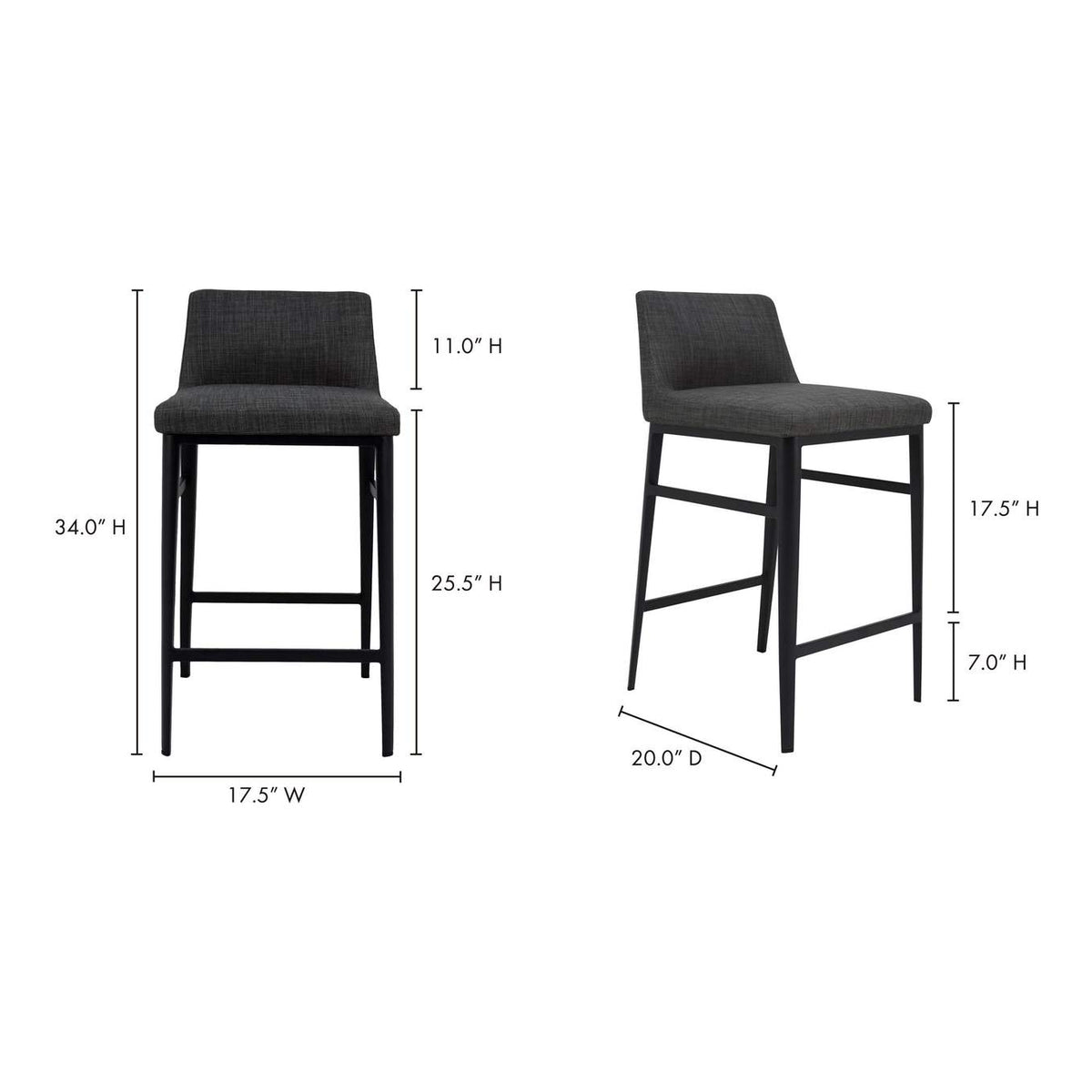 EJ-1031-07 Baron Counter Stool Charcoal Grey