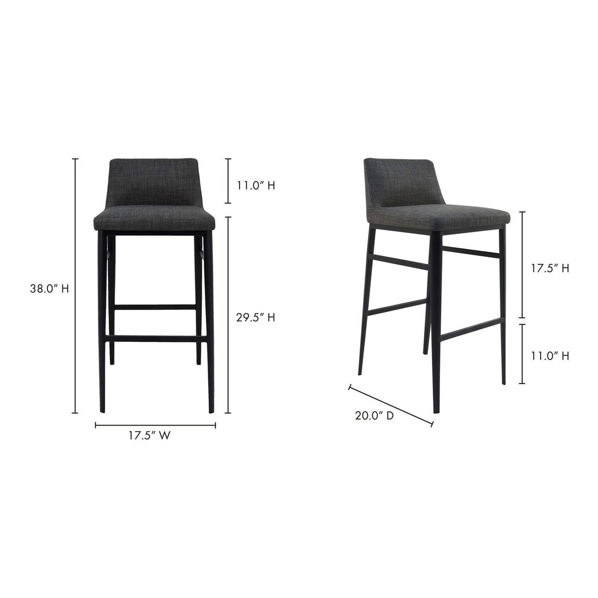 EJ-1032-07 Baron Bar Stool Charcoal Grey