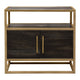 Empire 2-Door End Table in Dark Brown Veneer w/ Hand brushed Gold Metal Frame