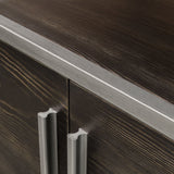 Empire 2-Door End Table in Dark Brown Veneer with Hand brushed Silver Metal Frame, view 5