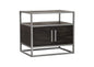 Empire 2-Door End Table in Dark Brown Veneer w/ Hand brushed Silver Metal Frame by Diamond Sofa