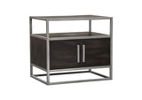 Empire 2-Door End Table in Dark Brown Veneer with Hand brushed Silver Metal Frame