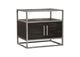 Empire 2-Door End Table in Dark Brown Veneer w/ Hand brushed Silver Metal Frame
