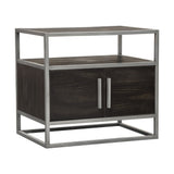 Empire 2-Door End Table in Dark Brown Veneer with Hand brushed Silver Metal Frame, view 3