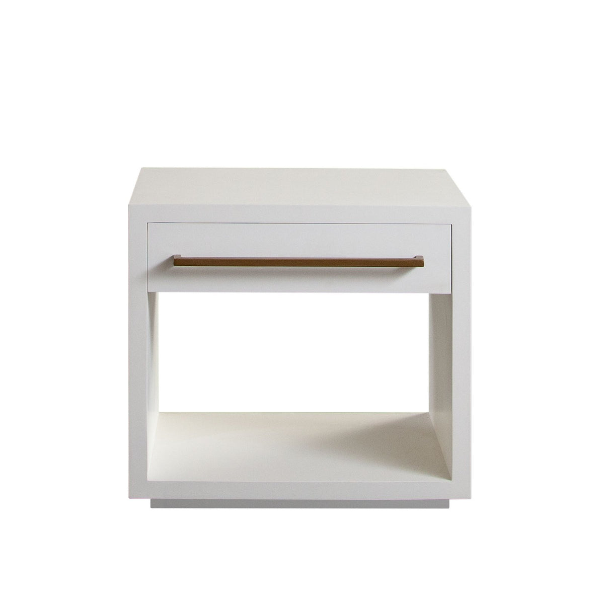 Encore Solid Mango Wood 1-drawer End Table In White Finish W/ Gold Metal Handle