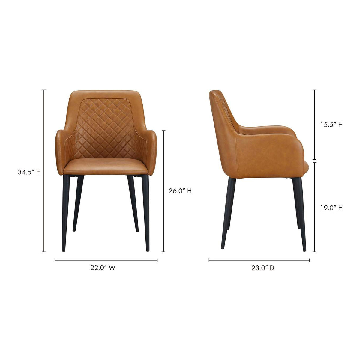 ER-2040-40 Cantata Dining Chair Tawny Vegan Leather - Set Of Two