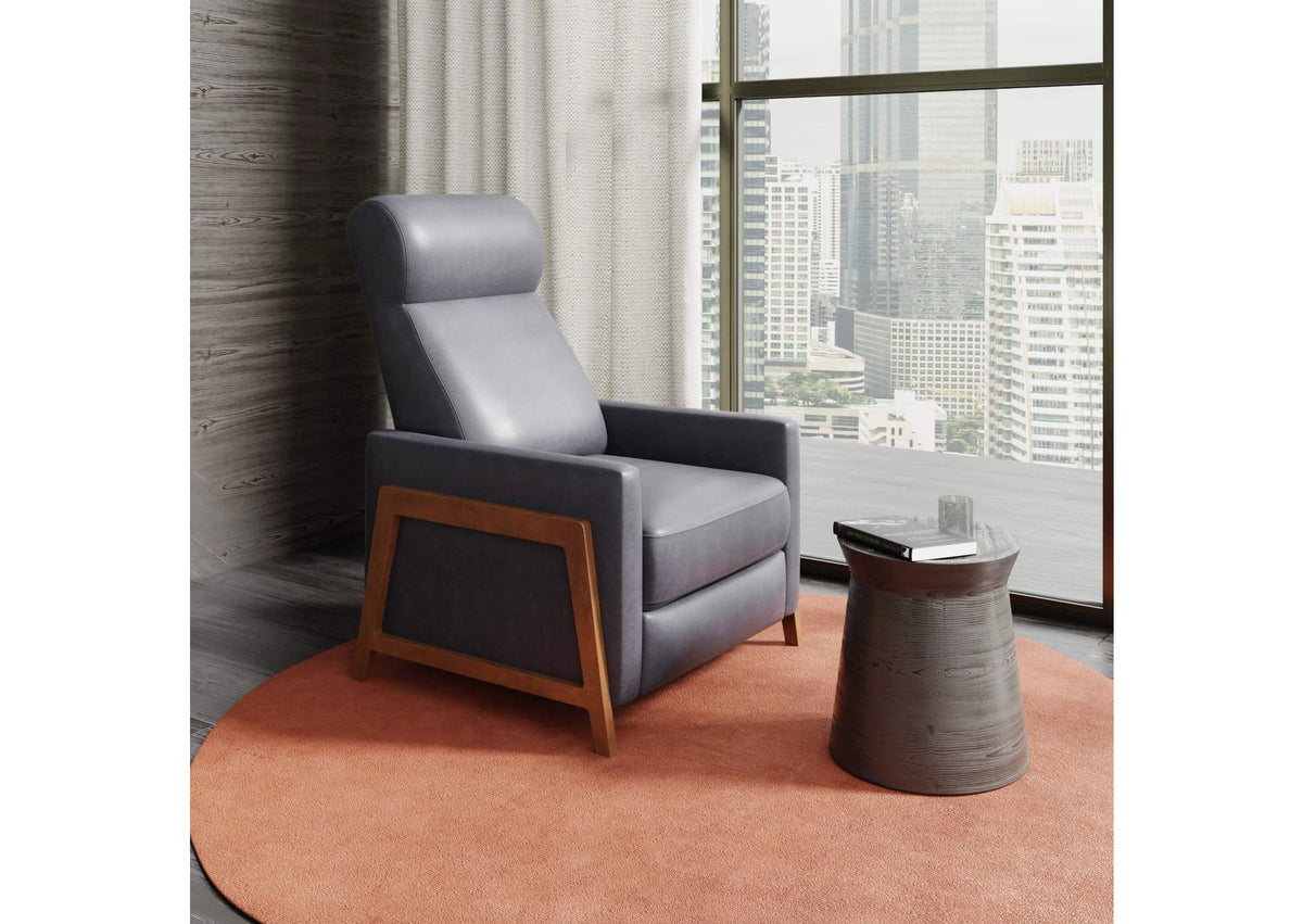 SY-1357-86-9102-94 Edge Pushback Leather Recliner | Gray