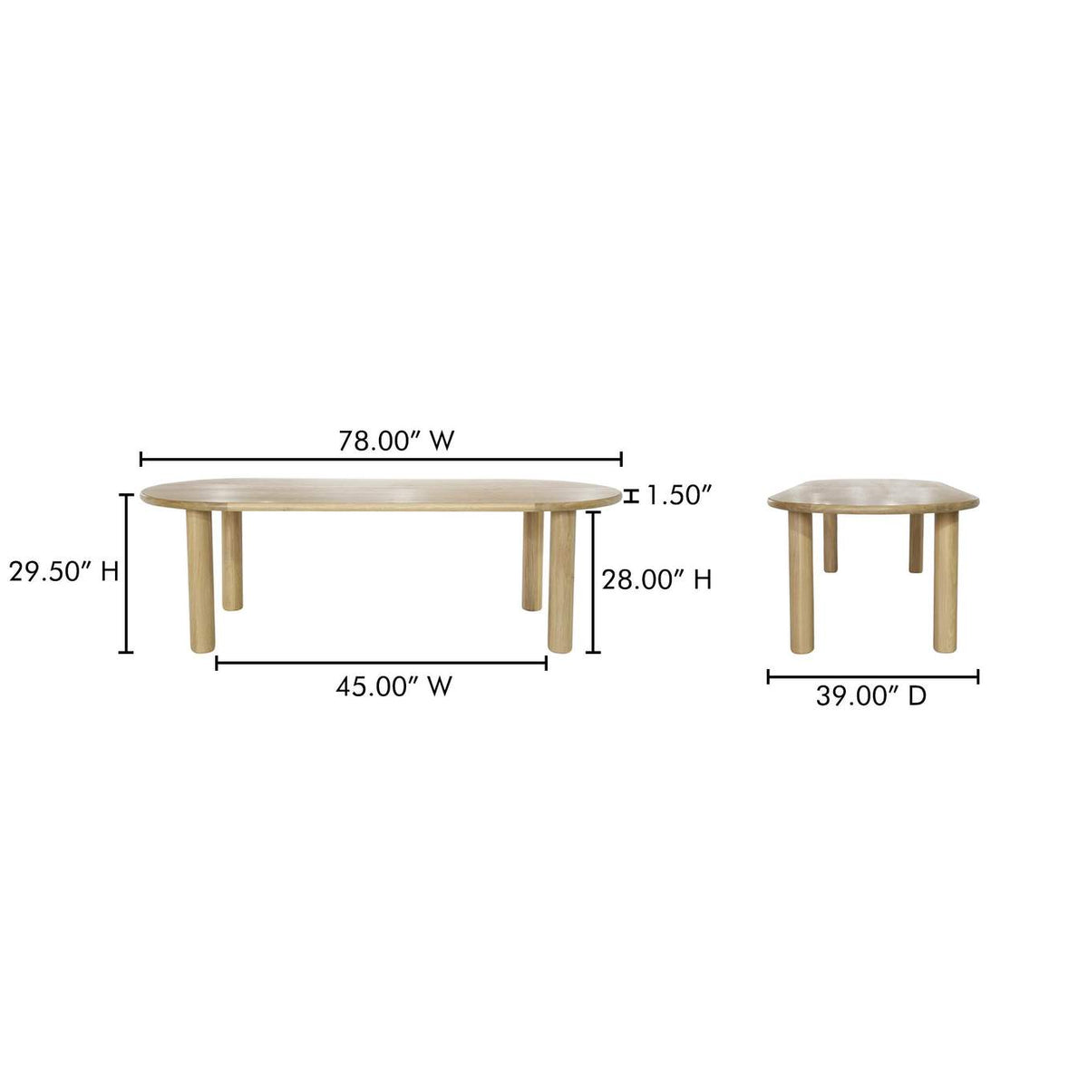FC-1001-24-0 Milo Small Dining Table Oak