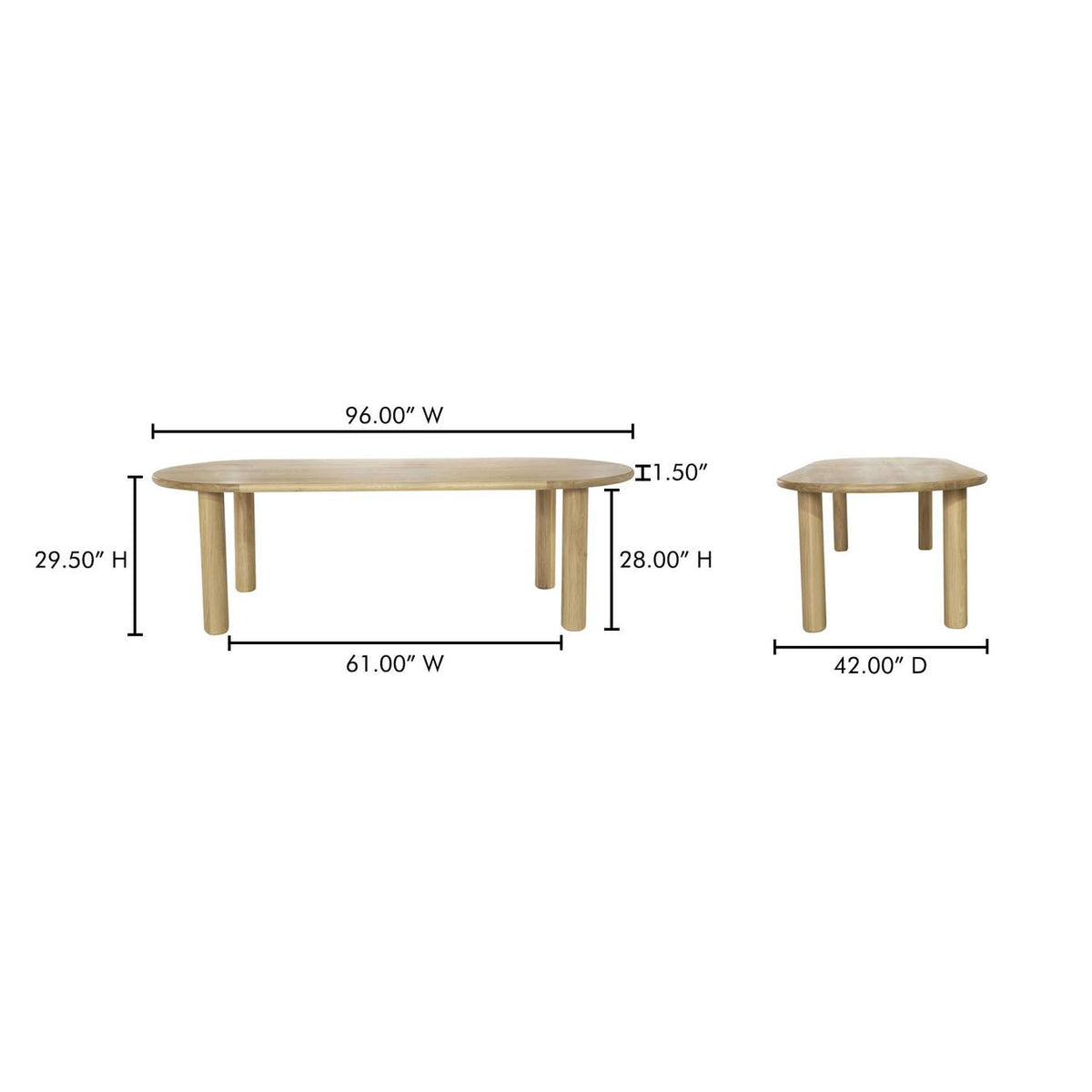 FC-1002-24-0 Milo Large Dining Table Oak