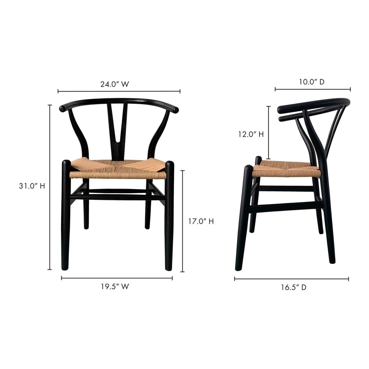 FG-1015-37 Ventana Dining Chair Black And Natural - Set Of Two