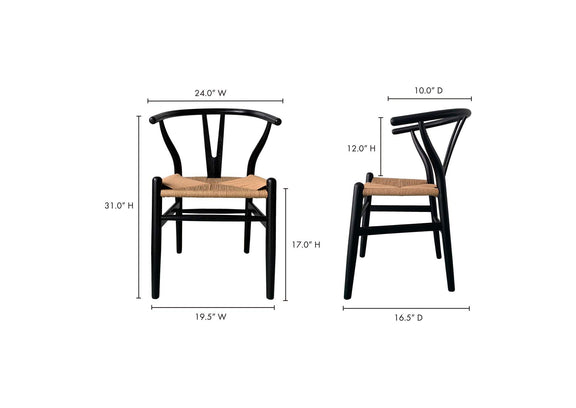 FG-1015-37 Ventana Dining Chair Black And Natural - Set Of Two