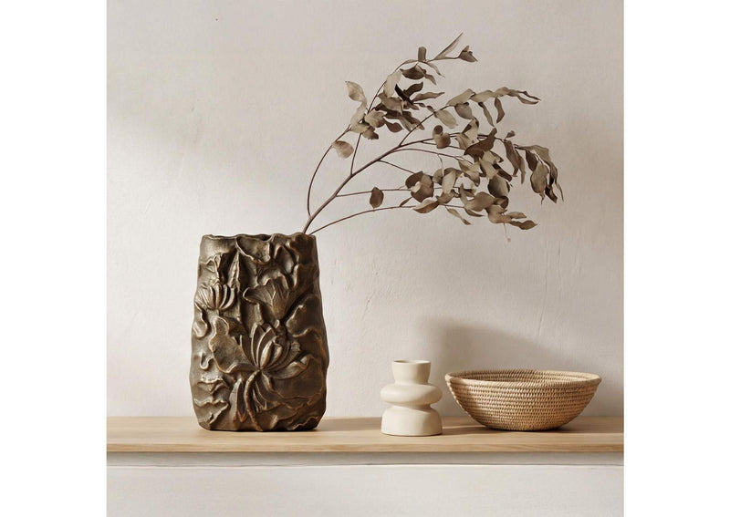 FI-1133-51 Sabine Cast Aluminum Vase Antique Brass