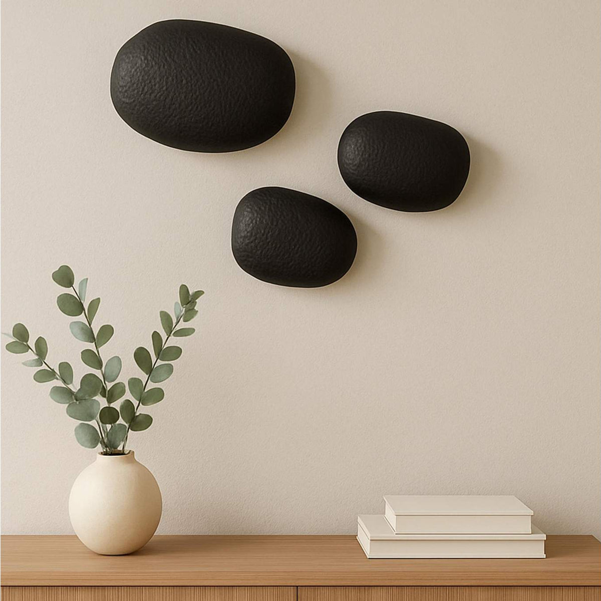 FI-1136-02 Breton Cast Aluminum Wall Sculpture Black - Set Of 3